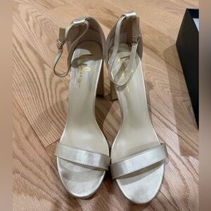 Lulu's Gold Ankle Strap Heels